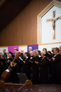 A choir singing in a church