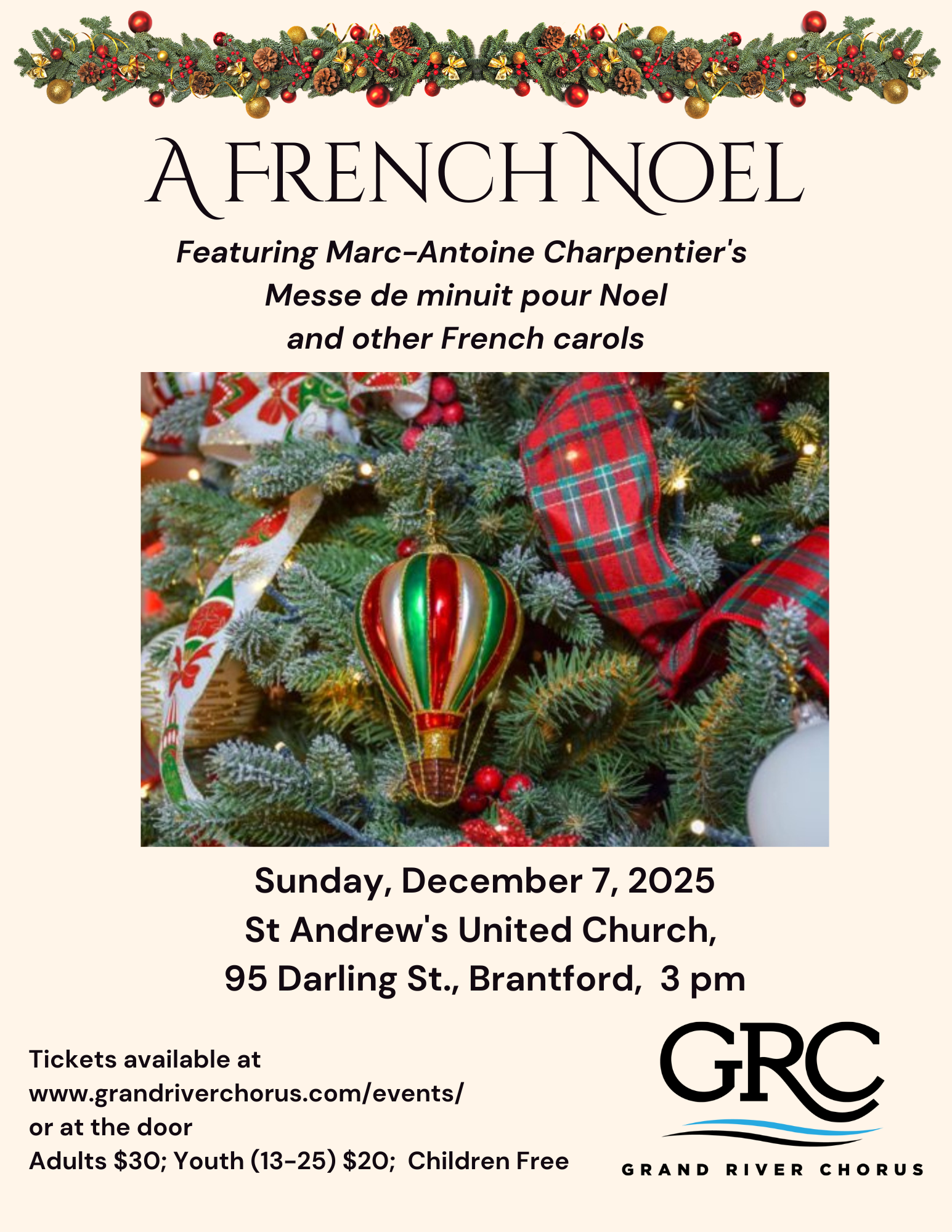 A French Noel Grand River Chorus Concert Poster