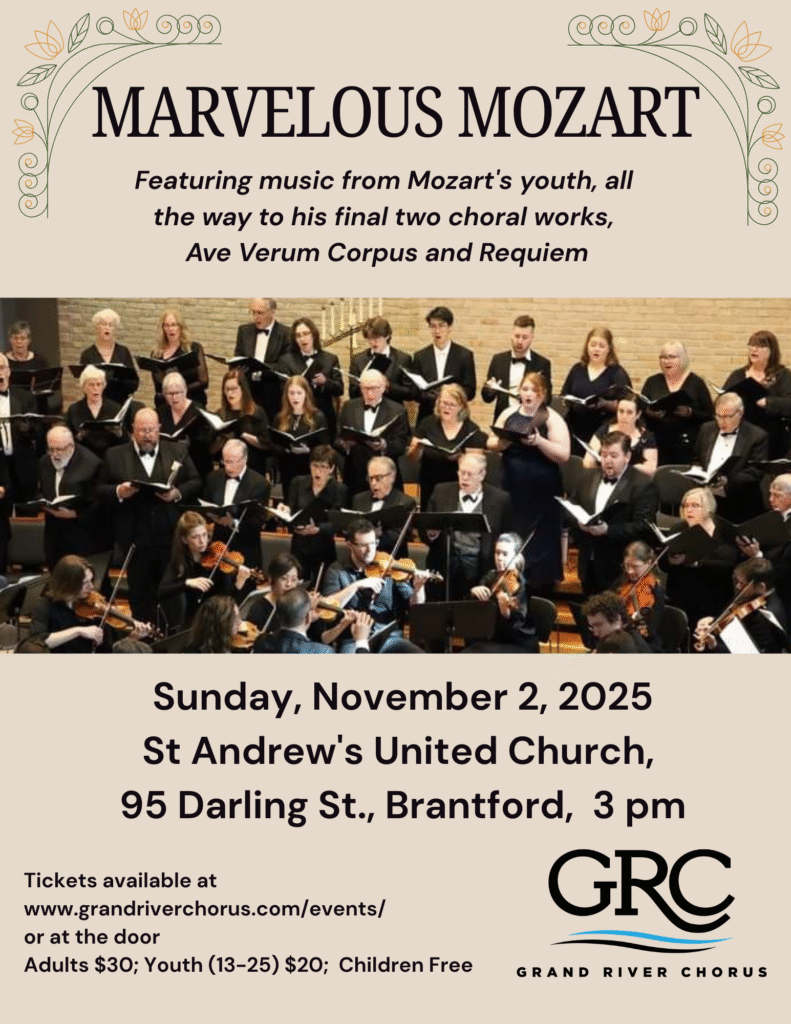 Marvelous Mozart Grand River Chorus Concert Poster